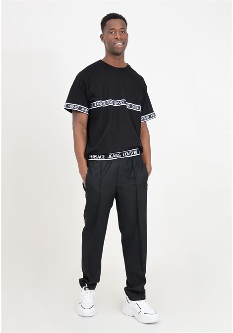 Black men's trousers with logoed elastic band VERSACE JEANS COUTURE | 76GAA109N0309899